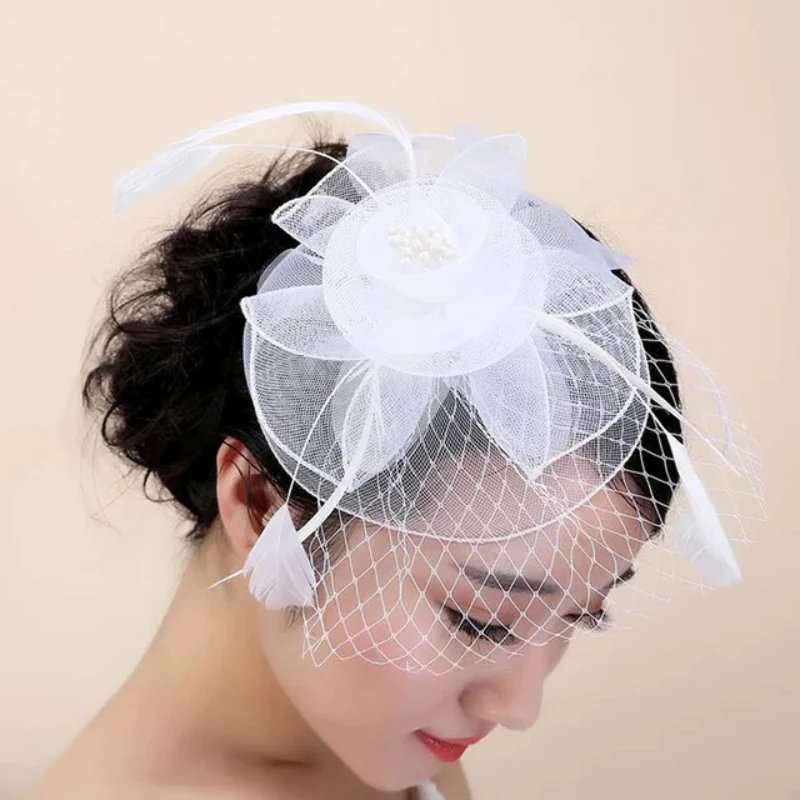 Banquet Feather Hair Pins Headdress Wedding Party Bridal Tiara Women Fascinators Clip Ladies Accessory Wedding Women Head Band