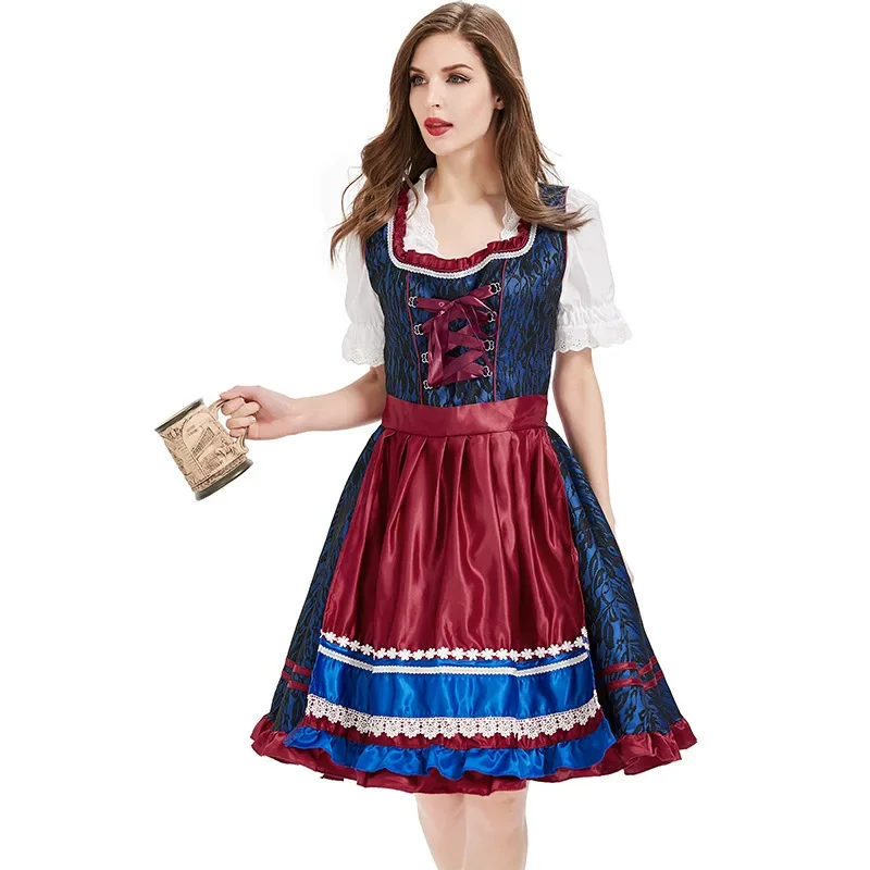 Robe Dirndl traditionnelle avec tablier pour femme, costume de bière pour femme, allemand, bavarois, Oktoberfest