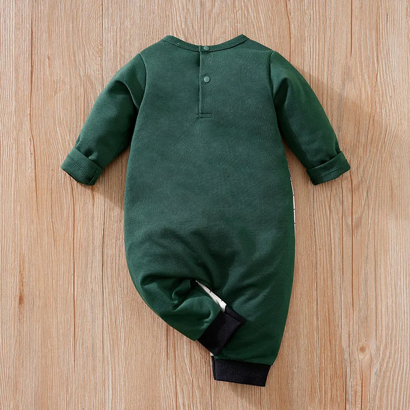 Newborn Baby Romper Unisex green Giraffes with plaid straps fashion Jumpsuit Spring long sleeve high quality For Toddler Outfits