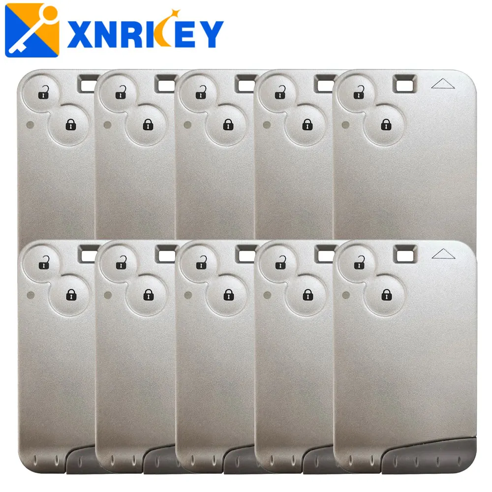 XNRKEY 2 Button 10pcs Smart Card Key PCF7926 Chip 433Mhz No Words No Logo Grey Blade for Renault Laguna Remote Car Key