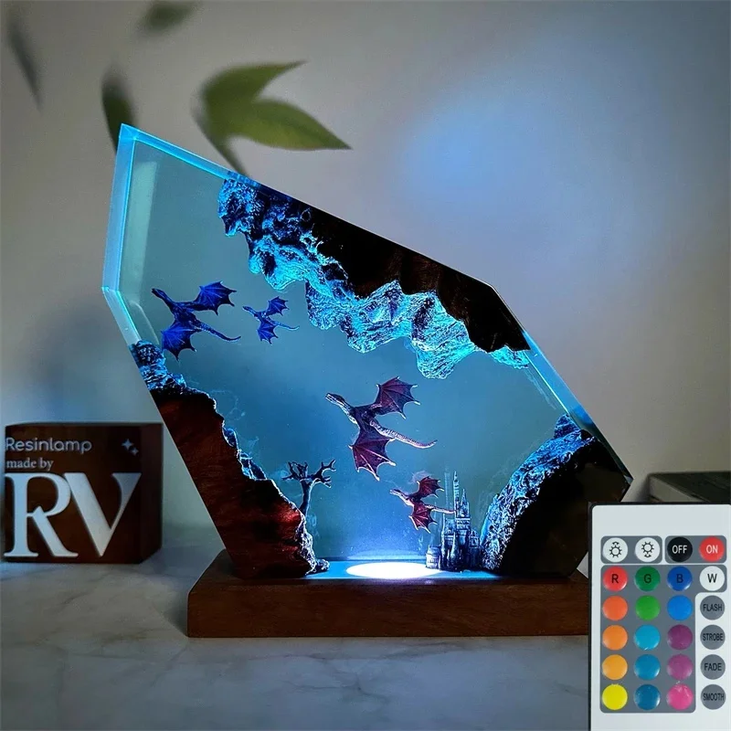 Resin Wooden Lamp 3D Dragon Night Light For Bedroom Bedside Table Decor For Couples Teens Kids Christmas Gift Cozy
