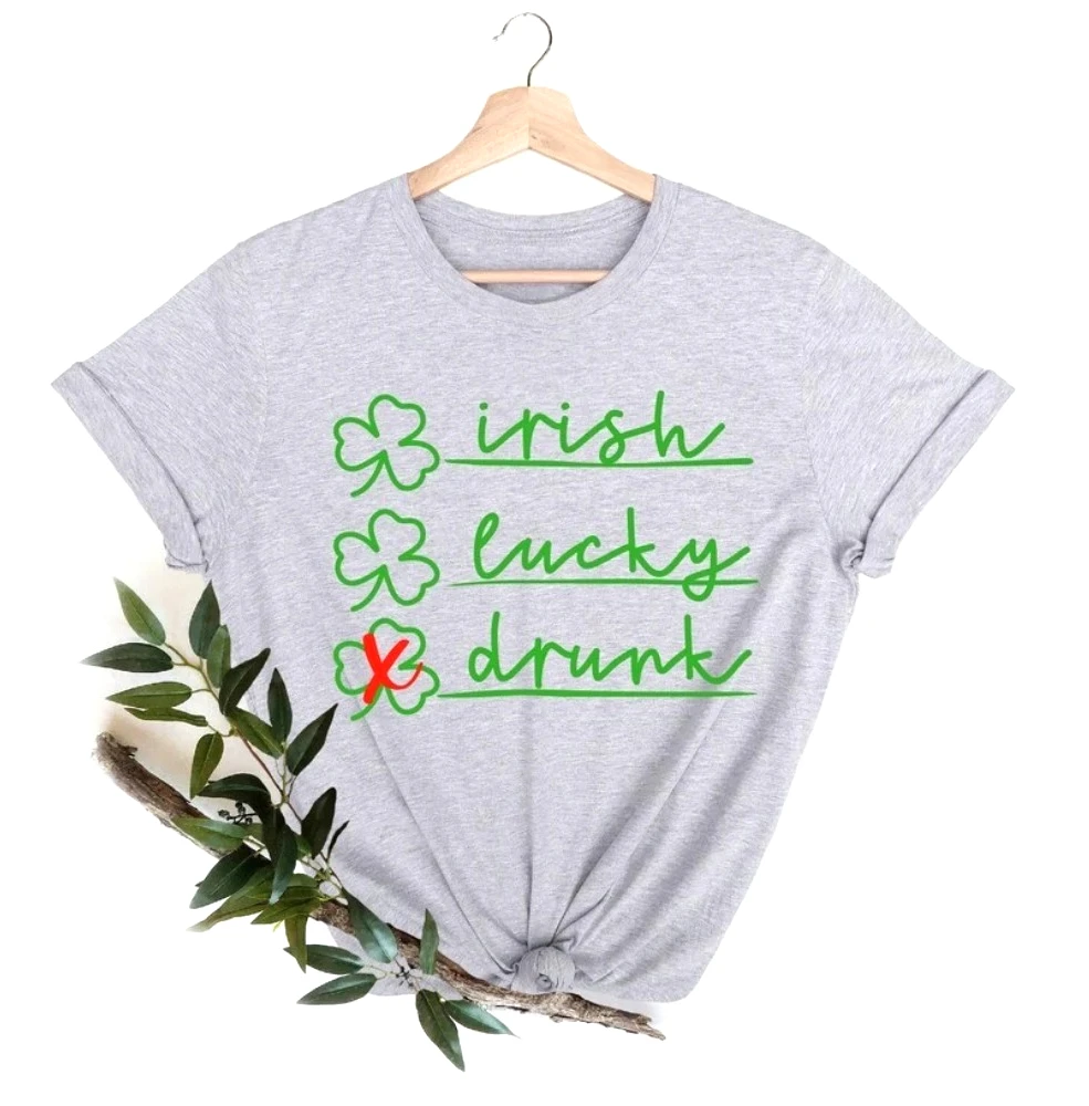 Irish Lucky Drunk Shirt Happy St Patricks Day Shirt Shamrock Tee Lucky Tops Irish Day Tee Women's St Patrick Day Summer Clothes