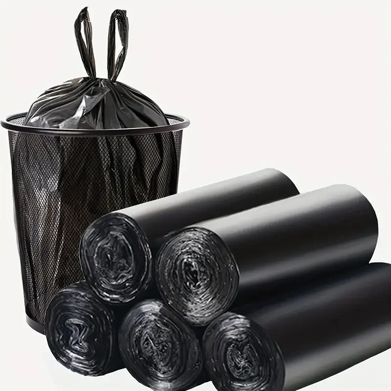 10/300PCS Black Disposable Garbage Bag Durable Handheld Vest Garbage Bag Kitchen Bedroom Toilet Household Storage Tool