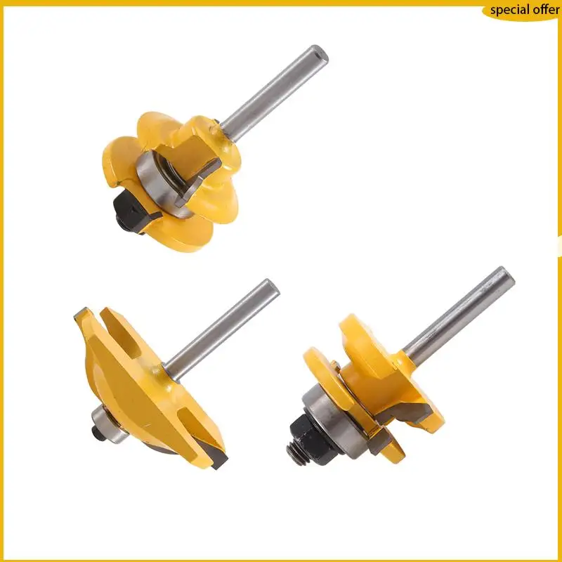 A50I 3 Stück 1/4 Schaft Erhöhte Panel Schrank Tür Router Bit Set – 3 Bit Ogee Holzbearbeitung Cutter Holzbearbeitung Router Bits