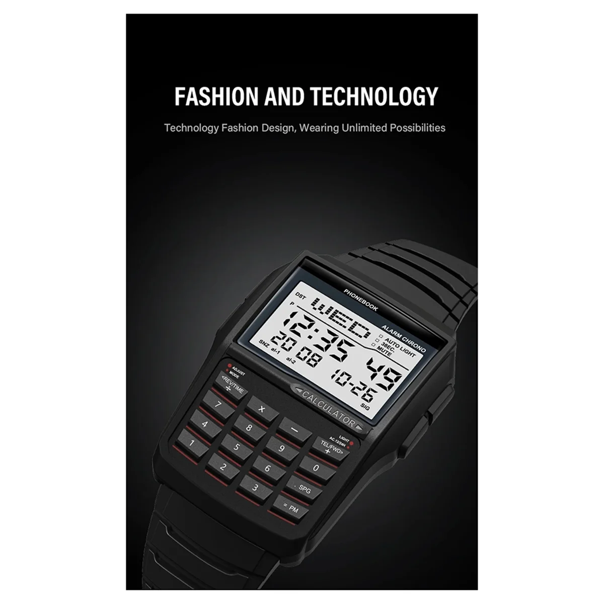 ABAB LED Reloj electrónico Digital Deportes Multifunción Calculadora Reloj Reloj Impermeable Estilo Computadora