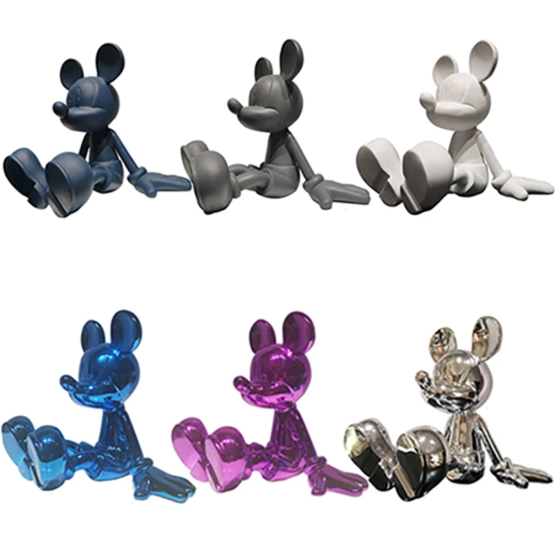 Disney Cartoon Mickey Mouse Decor Ornaments Anime Figures Sitting Posture Mickey Resin Sculpture Trendy Home Decorative Toys