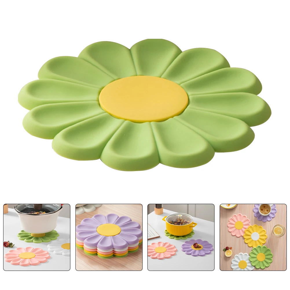

Silicone Placemats Heat Insulation Pad Kitchen Daisy Shaped Cushion Non Stick Quick Dry Anti Hot Dishes Protection Tableware