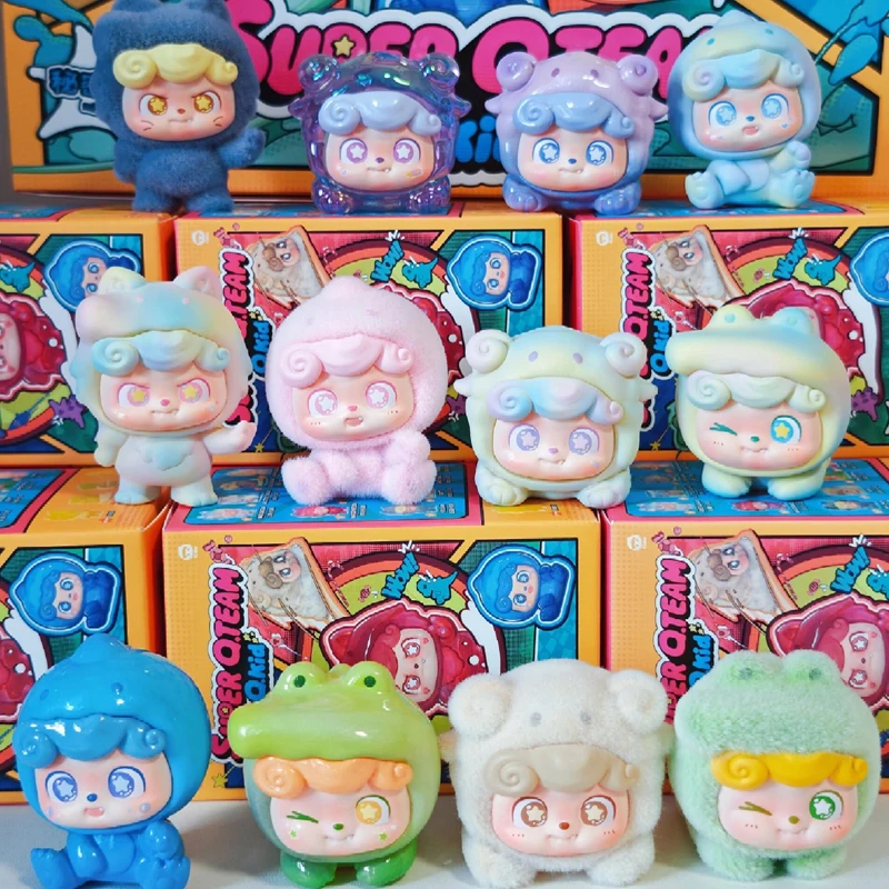 

Q.Kid New Super Q.Team Series слепая коробка мини милая фасоль Mystery Box Kawaii аниме кукла настольные украшения сюрприз подарок на день рождения