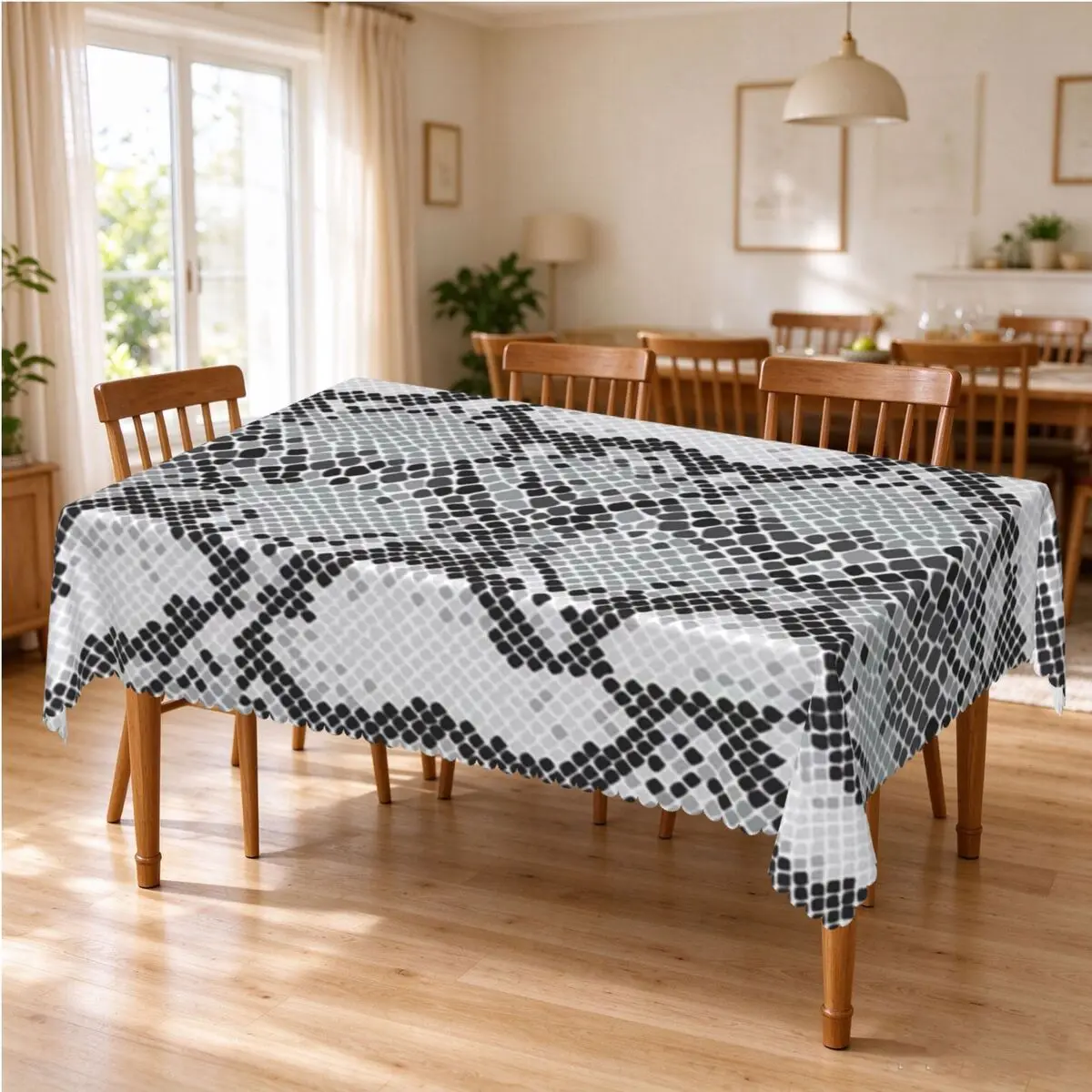 Gray Snake Skin Animal Tablecloth Restaurant Kitchen Rectangular Tablecloth Festival Party Tablecloth Outdoor Dining Table Cover