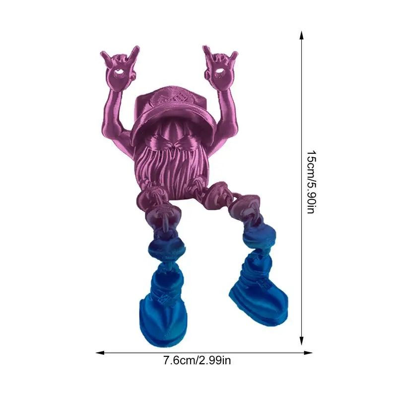 Zabawki z nadrukiem 3D Gnome Model antystresowy Ruchomy model stawu Ozdoby Dekoracja stołu Kolekcja Figurka dla dzieci