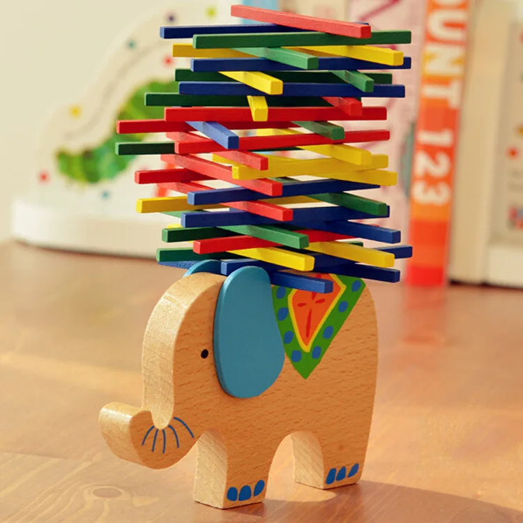 Lindo elefante/camello haz de equilibrio rompecabezas de juguete colorido juego de apilamiento de madera interacción entre padres e hijos juguetes divertidos regalo para niños