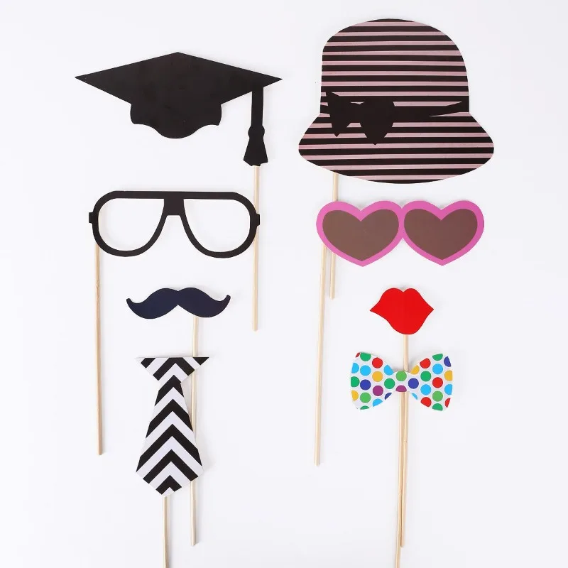 76PCS Photo Props Photobooth Just Merried Funny Glasses DIY Birthday Baby Shower Boy Girl Photo Booth Props Wedding Decorations