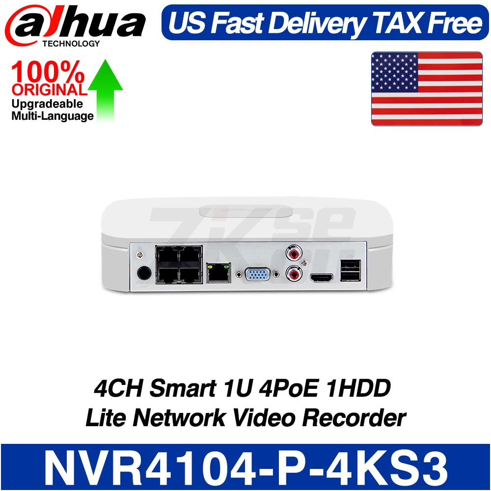 

Dahua NVR4104-P-4KS3 4CH Smart 1U 4PoE 1HDD Lite Network Video Recorder Smart H.265+ AI By NVR SMD EPTZ MAX Audio Alarm I/O