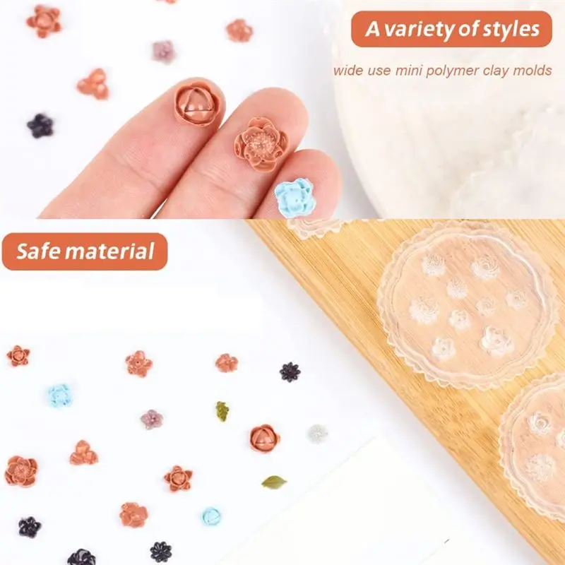 X10A 10 Pcs Flower Polymer Clay Molds Mini Resin Polymer Clay Cutters Small Flower Mold Daisy Clay Molds