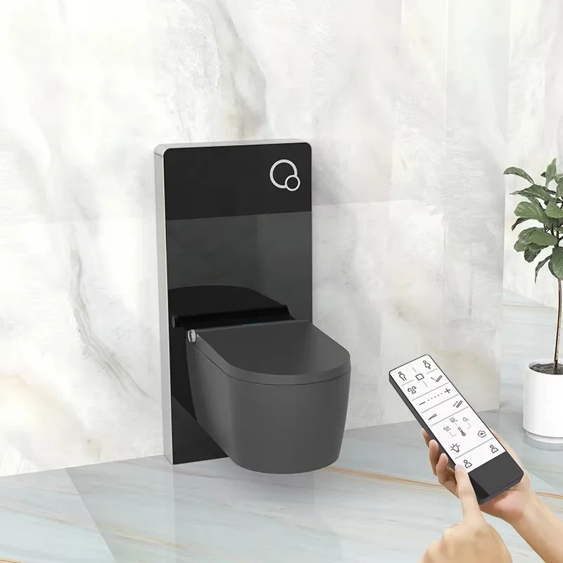 All-electronic smart bathroom ceramic wall-mounted toilet