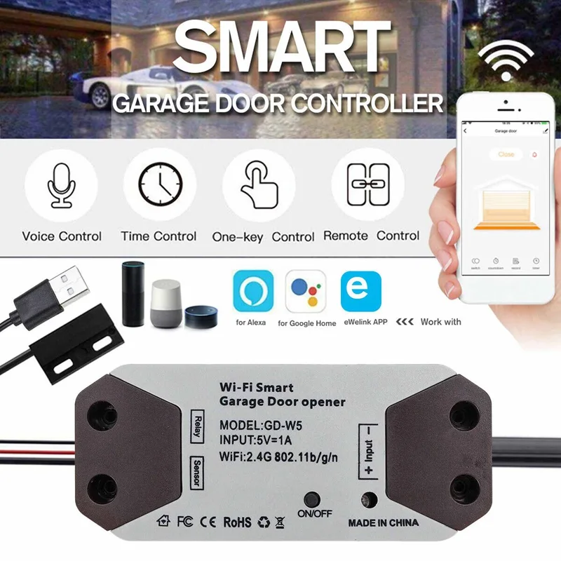 Smart WiFi 2.4GHz Switch Garage Door Opener Remote Control For Alexa Home UK