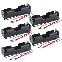 5pcs 18650 Battery Holder Box 1 Slot 3.7V Battery Storage Case 1/2 Cell Plastic Container with Connect Black Red Wires