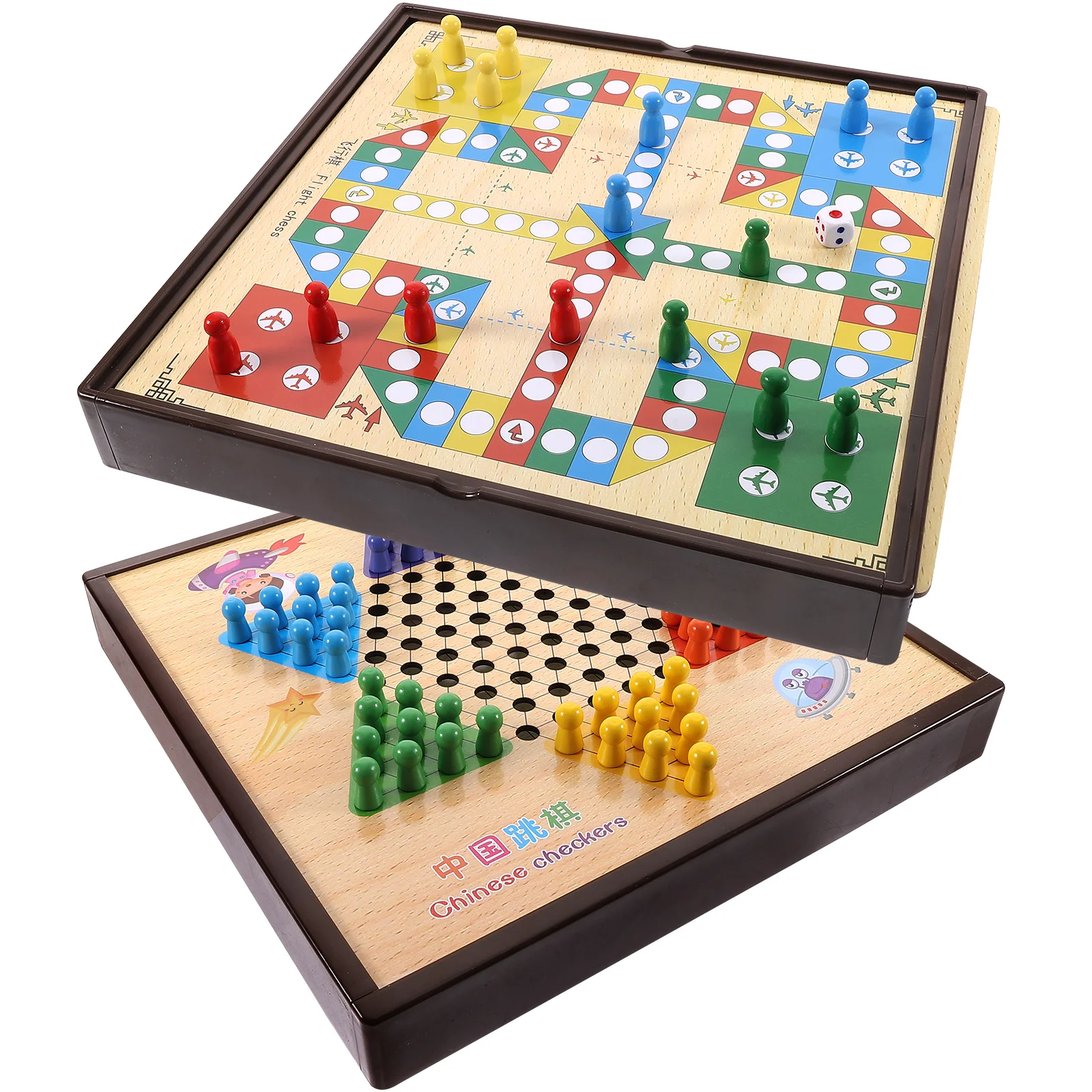 Flying Chess Board Game Childrens Toys Children’s Multipurpose Ludo Games for Kids Wooden Travel