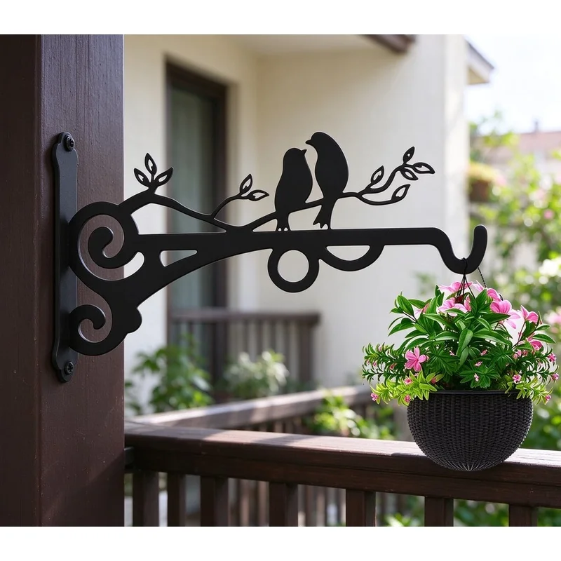 Black2Arrive4Heavy-duty solid steel wind chime hanging bracket, wall-mounted hook, sturdy and reliable, suitable for home wall d