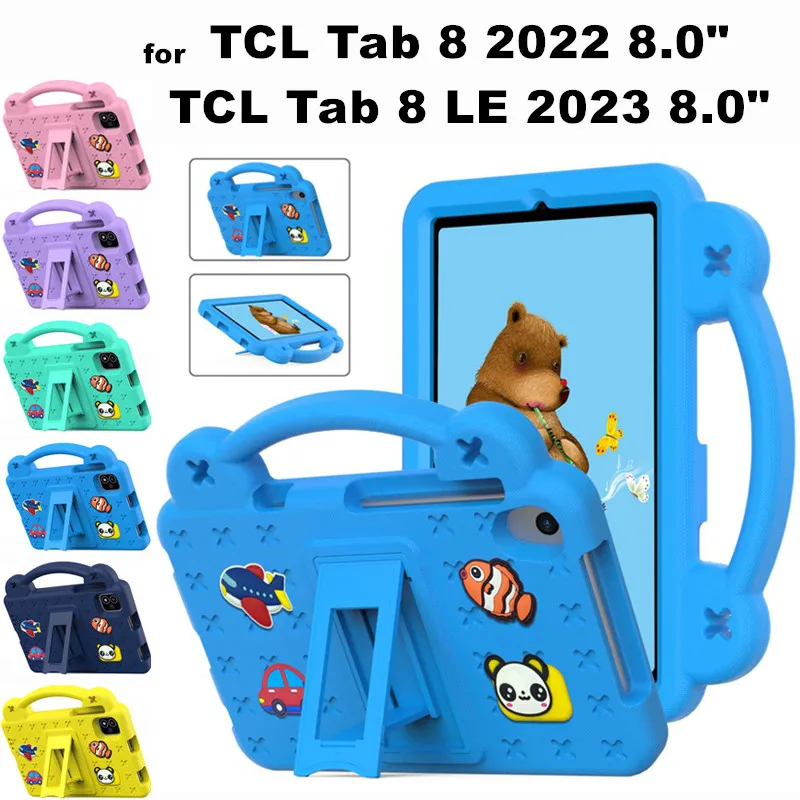 for TCL Tab 8 LE 2023 EVA Portable Shockproof Kids Safe Handle Tablet Cover Case for TCL Tab 8 2022 8.0 Inch Model 9132G