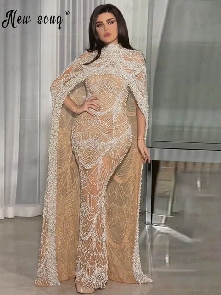 Vestido de noite formal de pérolas de luxo feminino, duas peças, vestidos de casamento, personalizados, Gala, 2023