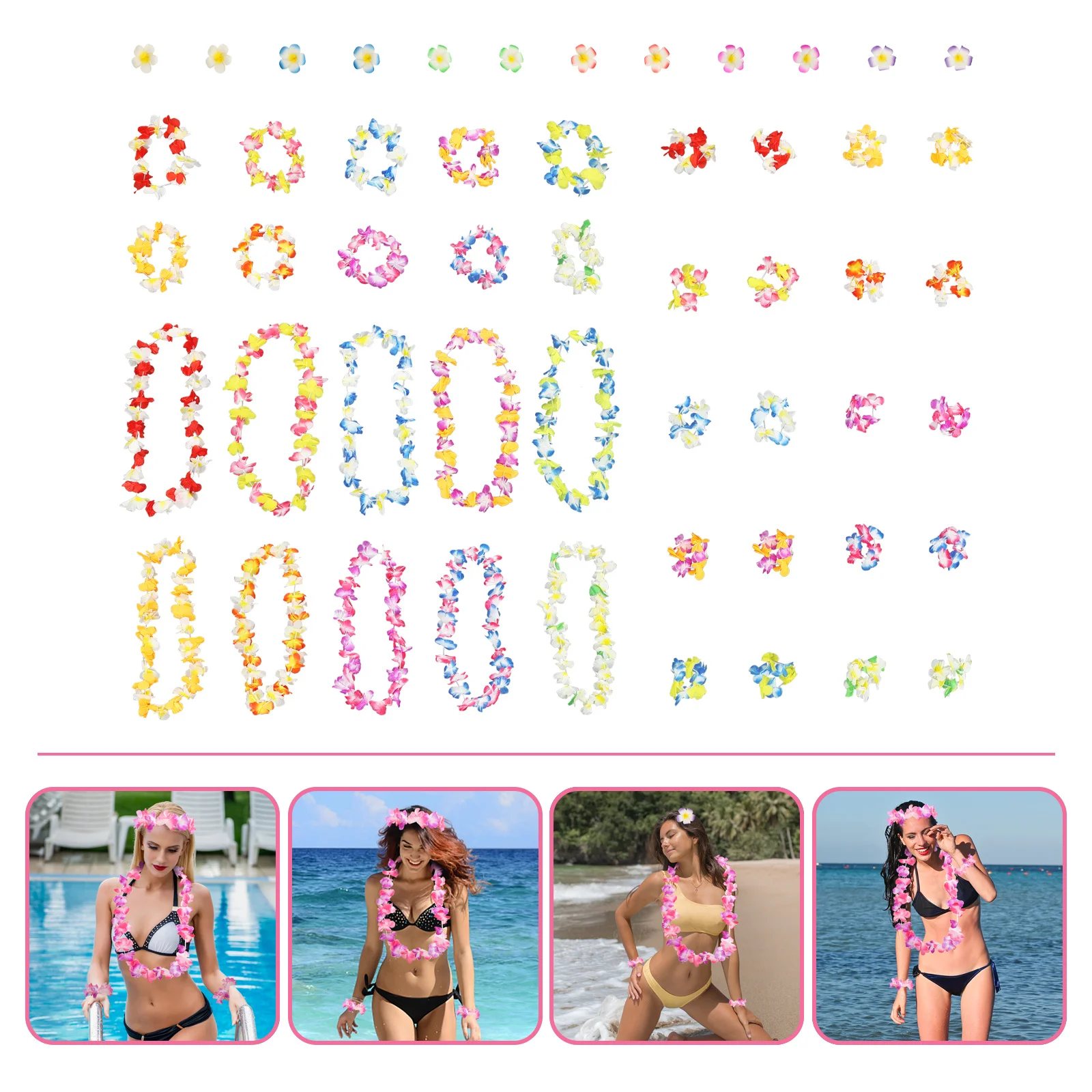 

1 set 1 Set Petal Flower Garland Kit Hawaii Plumeria Flowers Tropical Party Decorations For Hawaiian Party Beach Summer Event