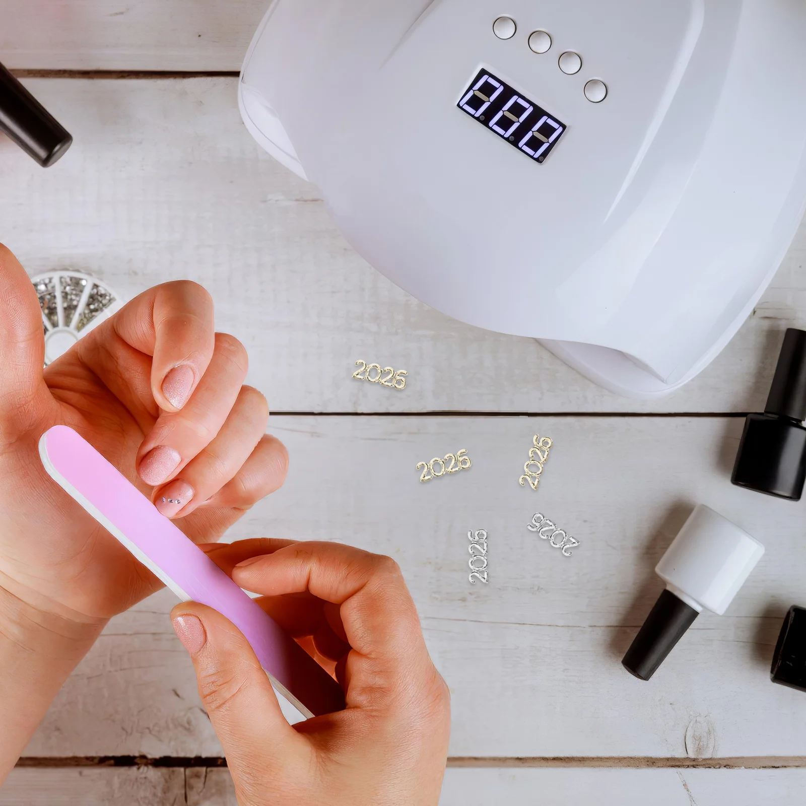 

100Pcs 2026 Nail Jewelry Charms Metal Embellishments Flatback Glitter Decor for DIY Manicure Fashion Accessories