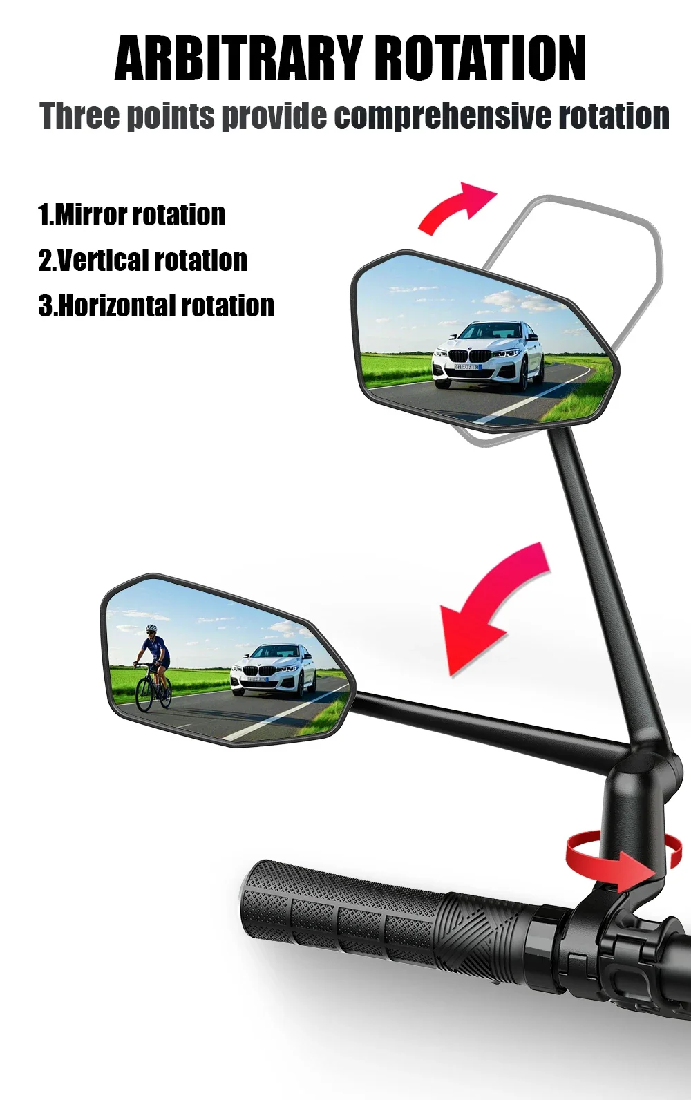 Espejo de bicicleta EasyDo No más bloque espejo de bicicleta espejo lateral antivibración de aleación de aluminio para bicicleta eléctrica MTB