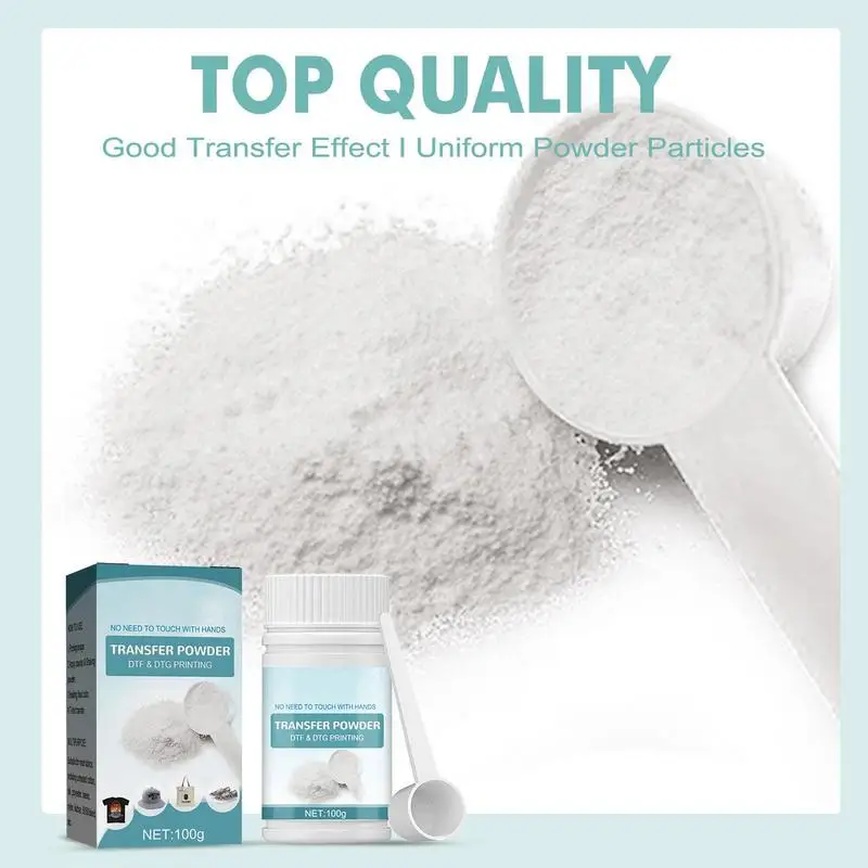 100g DTF Powder Waterproof White Digital Transfer DTG Pretreat Powder For Most Fabric DTF & DTG Hot Melt Adhesive Powders