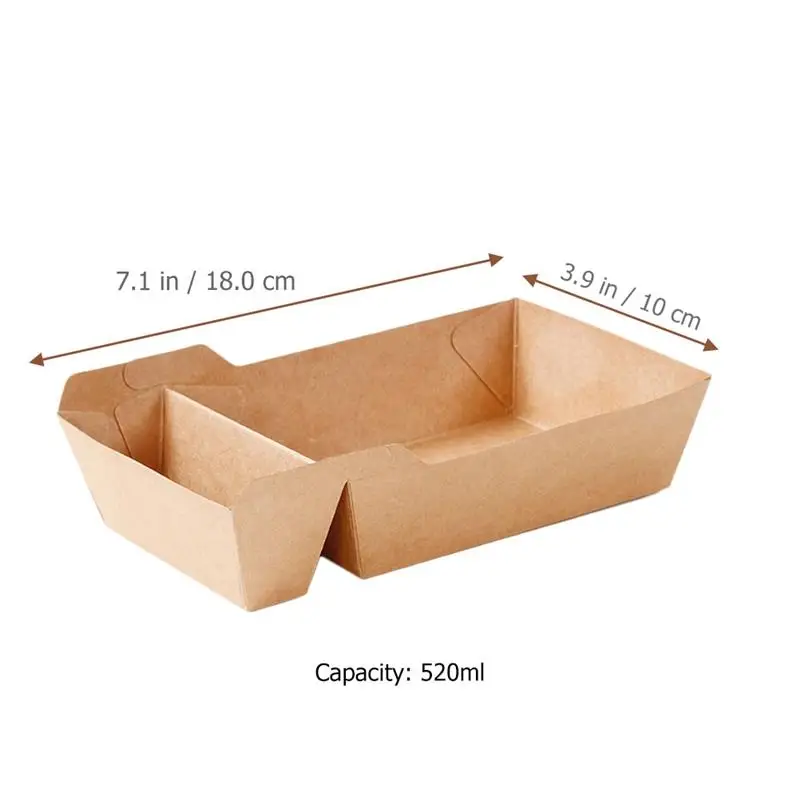 Food Paper Trays Boats Snack Nacho Fried Serving Container Takeaway Boxes French Basket Containers Tray Box Disposable Dog Hot