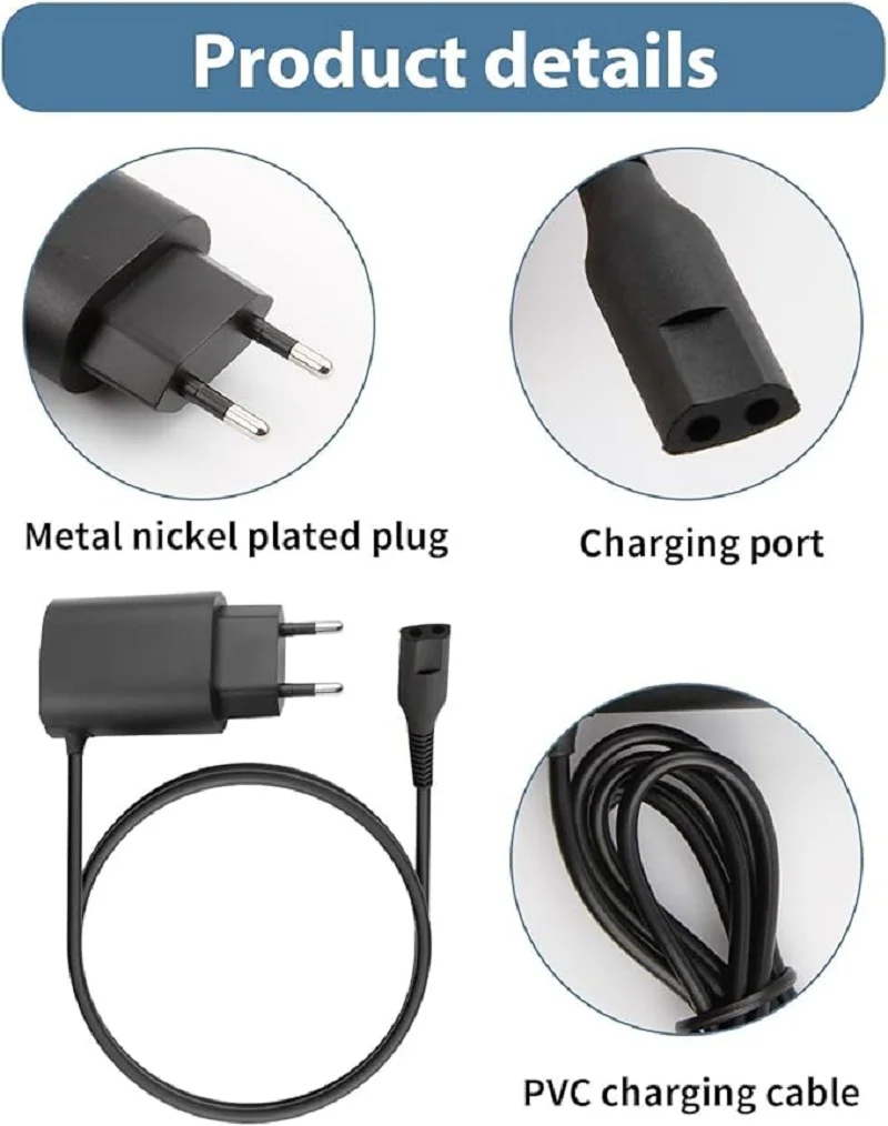 12V 0.4A Replacement Shaving Charger EU Plug For Braun Series S3 S5 S7 S8 S9 12V Type-C Shaver Adapter Charging Converter