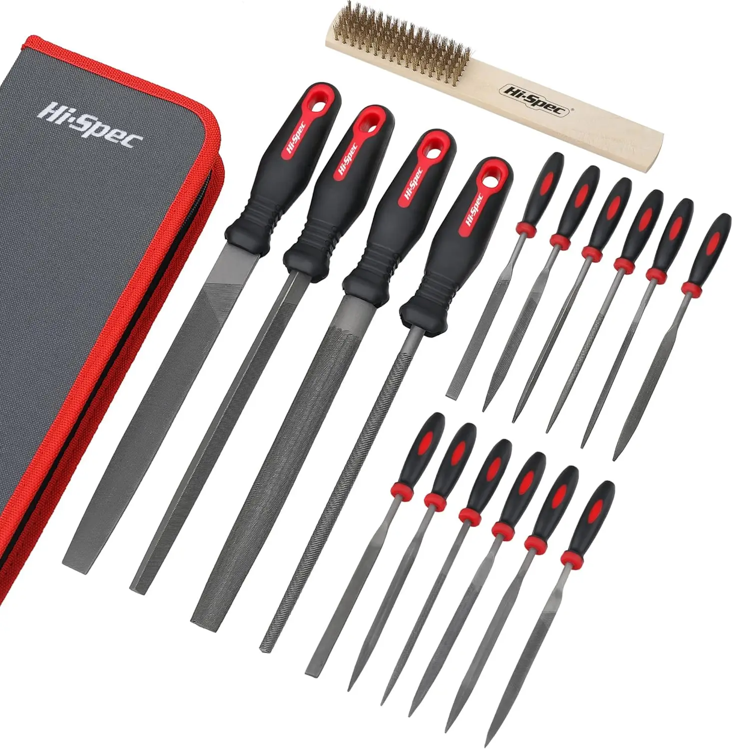 Hi-Spec 16pcs Metal Hand File Set  Large Small Files With Brush Steel Files Wood Punching Tools Woodworking And Accessories