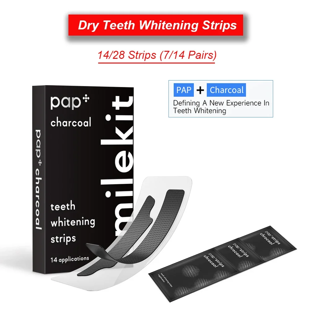 2 Boxes PAP+ Charcoal Gel Teeth Whitening Strips Activated Bamboo Dental Veneers Tooth Bleaching Stain Removal Oral Care Tools