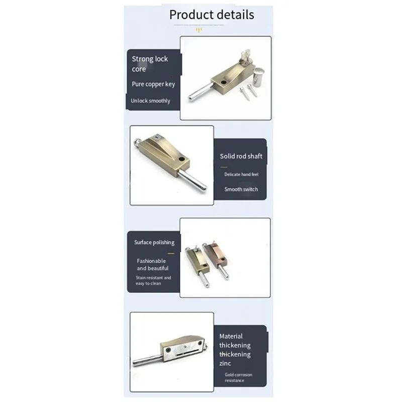 ABKI-Revolving Door Latch Door Frame Door Lock Double Door Spring Latch Anti-Theft Interlocking Home Hardware Decoration