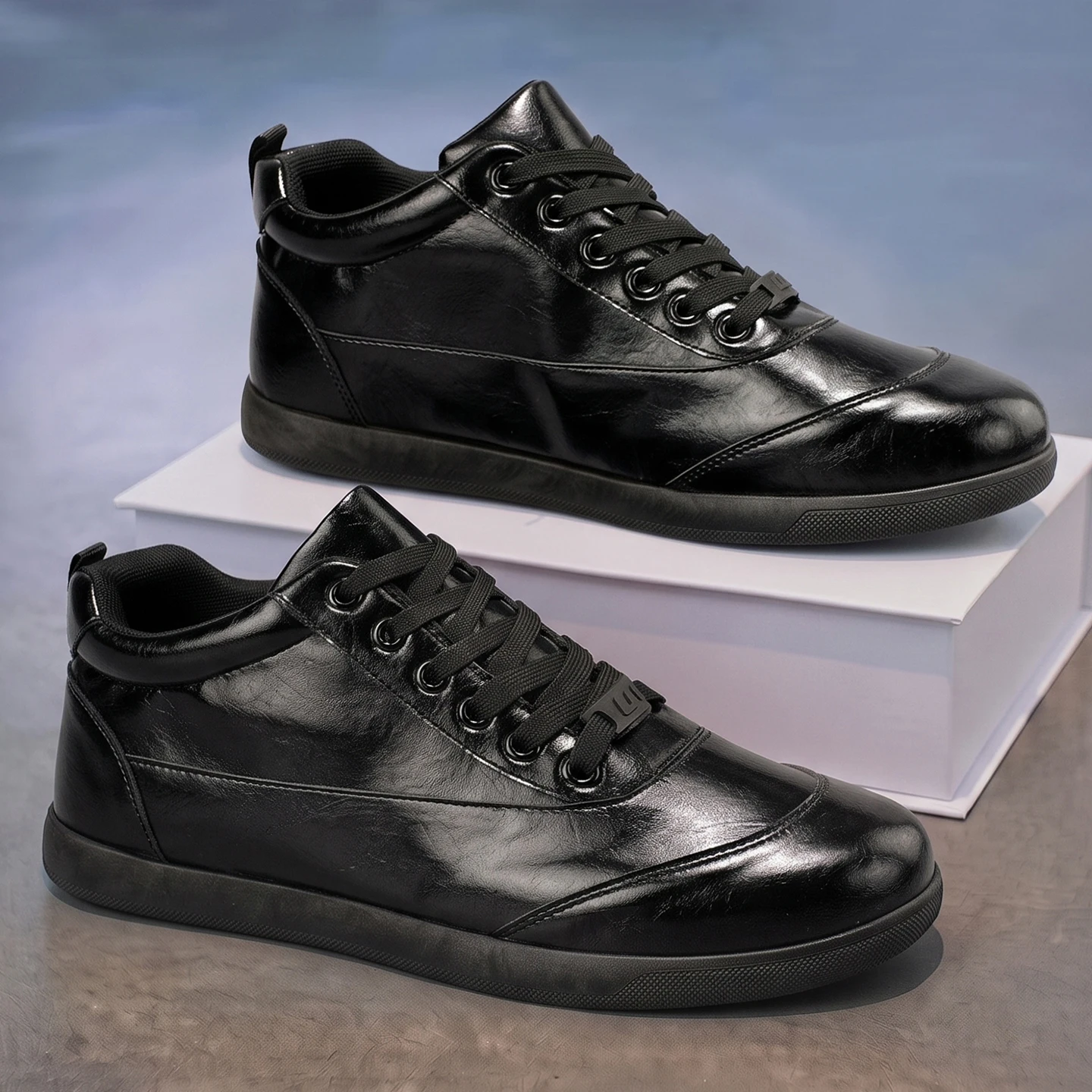 Men British Retro Mid-top Leather Boots Spring Autumn, Round Toe Lace-up Soft Sole Non-slip Durable Outdoor Work Casual Footwear