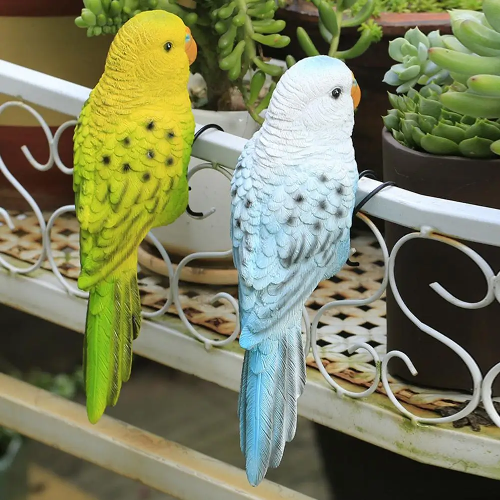 Indoor Parrot Figurine Simulated Parrot Figurine Planter Hugger Resin Bird Statue Sculpture Indoor Outdoor Garden Decoration