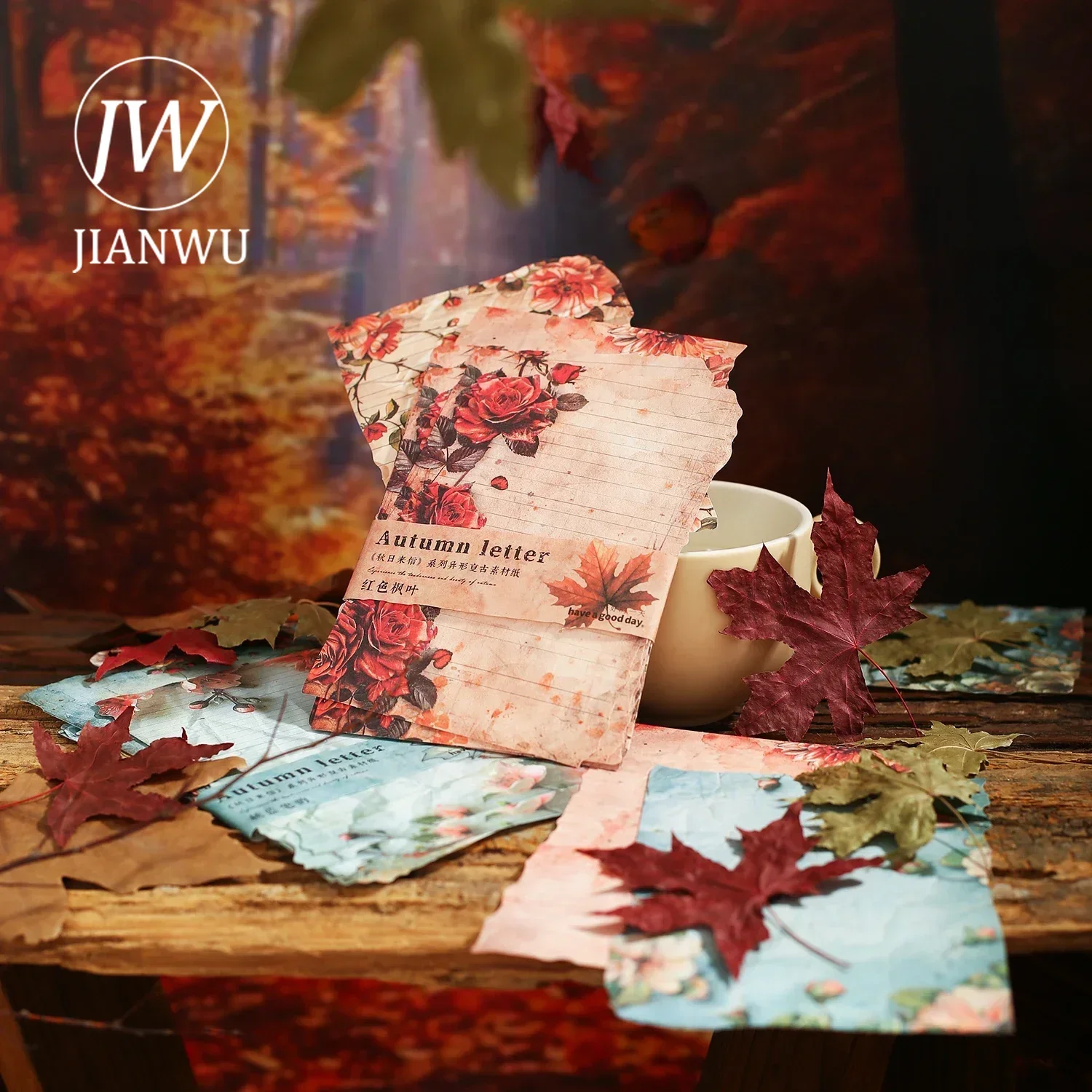 JIANWU Autumn Letter Series Vintage Flower Border Collage Decor Material Paper Creative DIY Junk Journal Scrapbooking Stationery