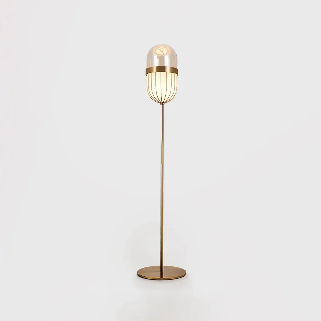 Modern Contemporary Golden Steel Metal Floor Lighting Standing Lamp With Lantern Glass LED Gold Novelty European Nordic OGS/ OEM 3