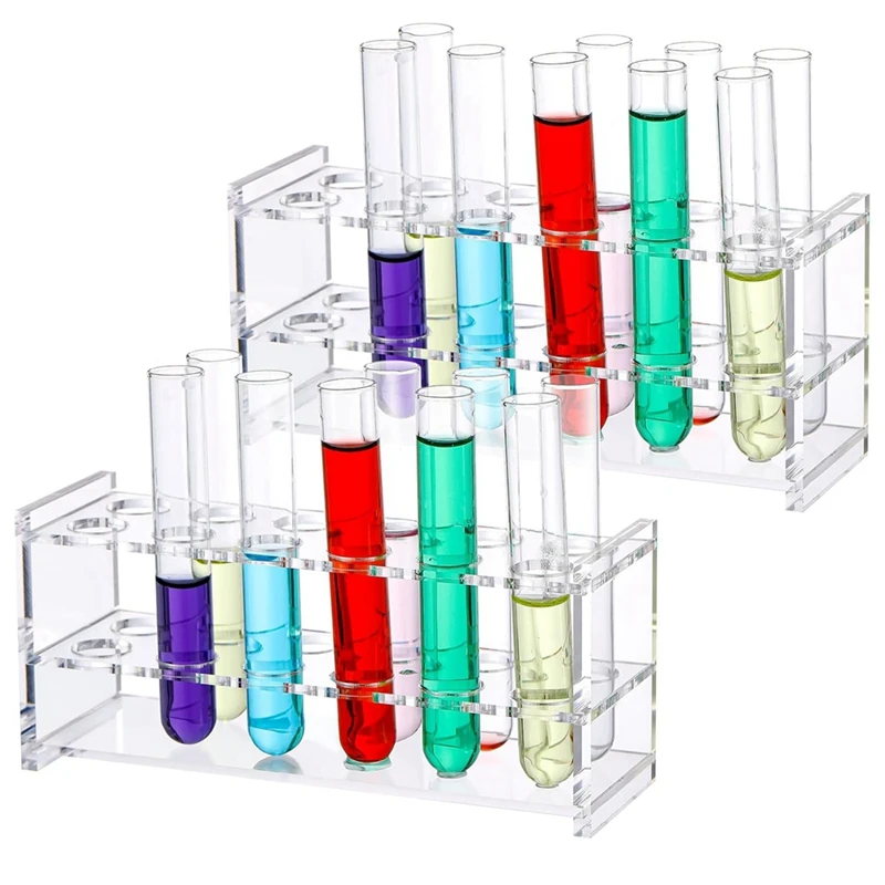 2 Pcs Acrylic Test Tube Rack 12 Wells 10Ml Acrylic Centrifuge Tube Holder Clear Test Tube Rack 16mm