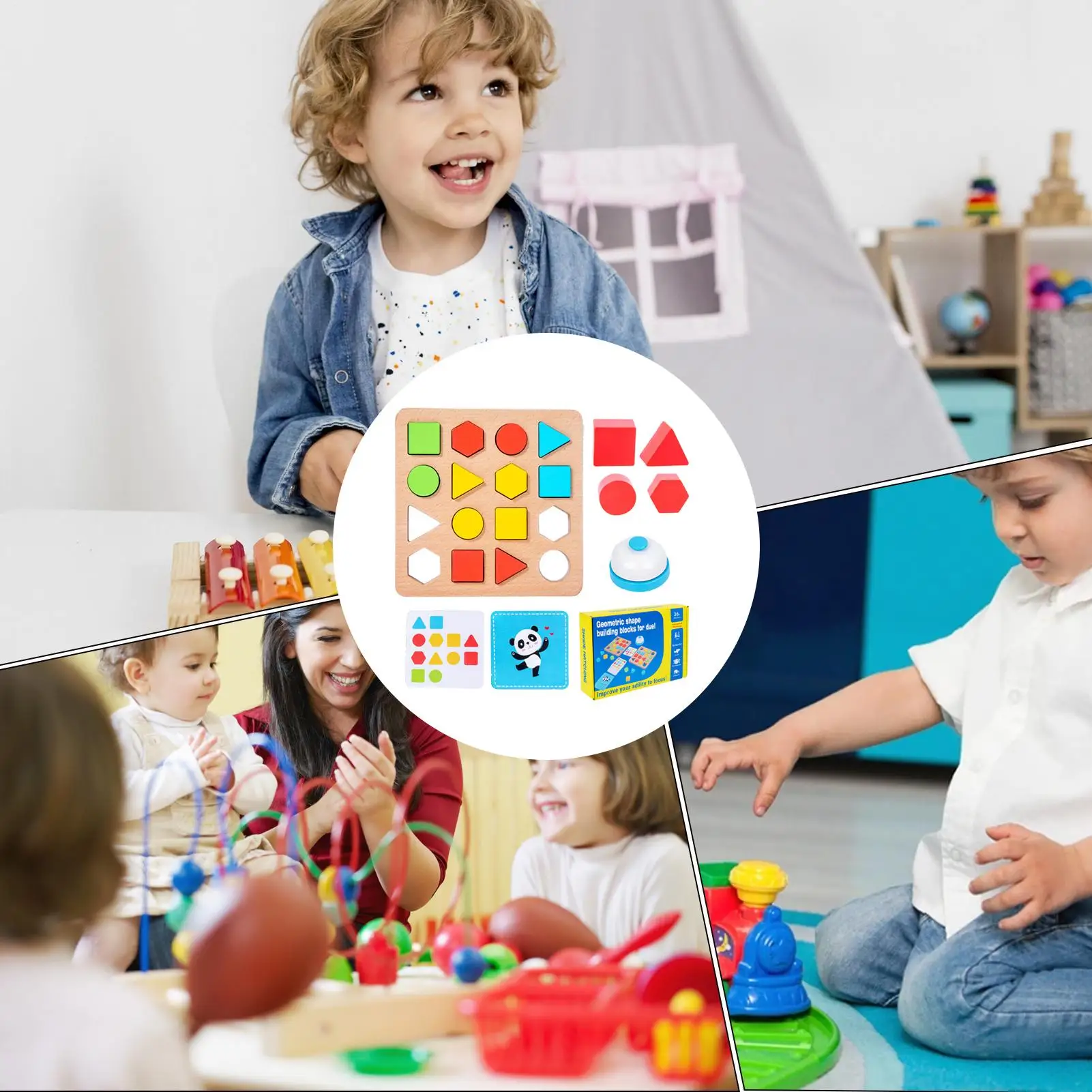 

Игра на совпадение форм, деревянные обучающие строительные блоки, детские фигурки, обучающие игрушки для 3-летних мальчиков и девочек дошкольного возраста, Рождество