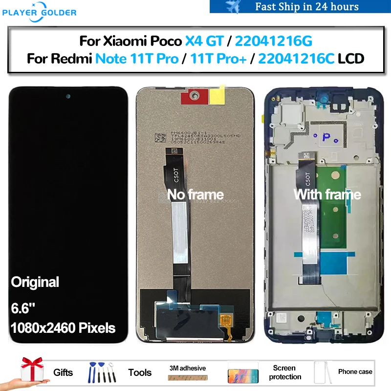 

Original For Xiaomi Poco X4 GT For Redmi Note 11T Pro Note 11T Pro+ lcd Pantalla Display Touch Panel Screen Digitizer Assembly