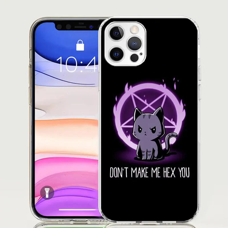 Cute Hell Hail Satan Evil Cat Phone Case For Apple Iphone 11 12 13 Mini 14 15 16 Pro Max 7 Plus X XS XR SE Art Customized Coque