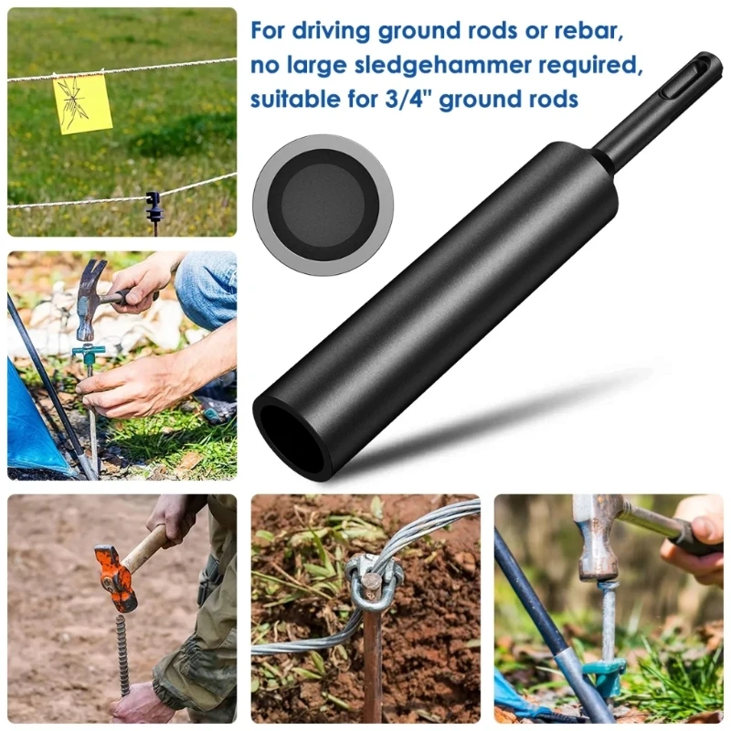 SDS Plus Ground Rod Driver Ground Rods Hardened Steel Ground Rod Driver 5/8 3/4Inch Earth Stake Hammers Sleeve DropShipping