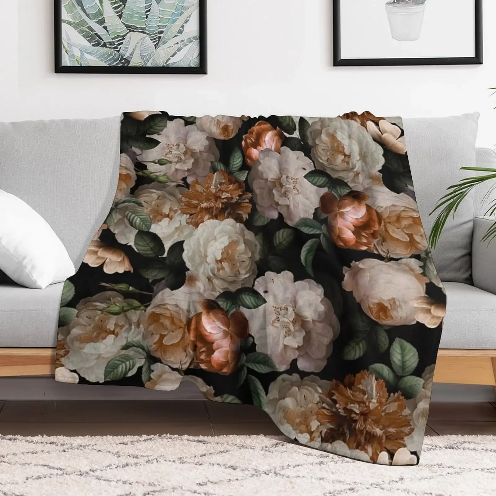 New Antique Jan Davidsz. de Heem Lush Roses Flowers On Black Pattern Throw Blanket decorative Blankets For Baby manga Blankets