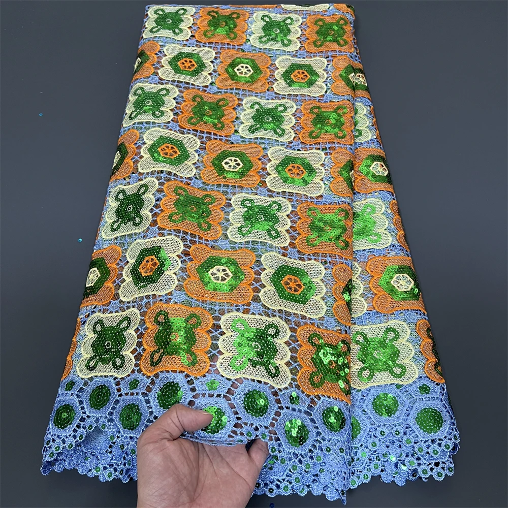 

African Nigerian Sequins Tulle Lace Fabric, Sewing Guipure, Prom Dresses Beads, High Quality,Embroidery,2024, PS0059 ,5Yard