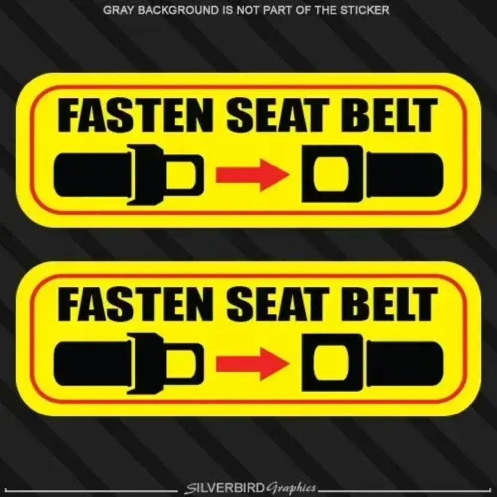 2D Flat Seat Belt Reminder Vinyl Sticker, Waterproof Anti-Scratch Decal for Car, Bus, Passenger Vehicle Safety Warning