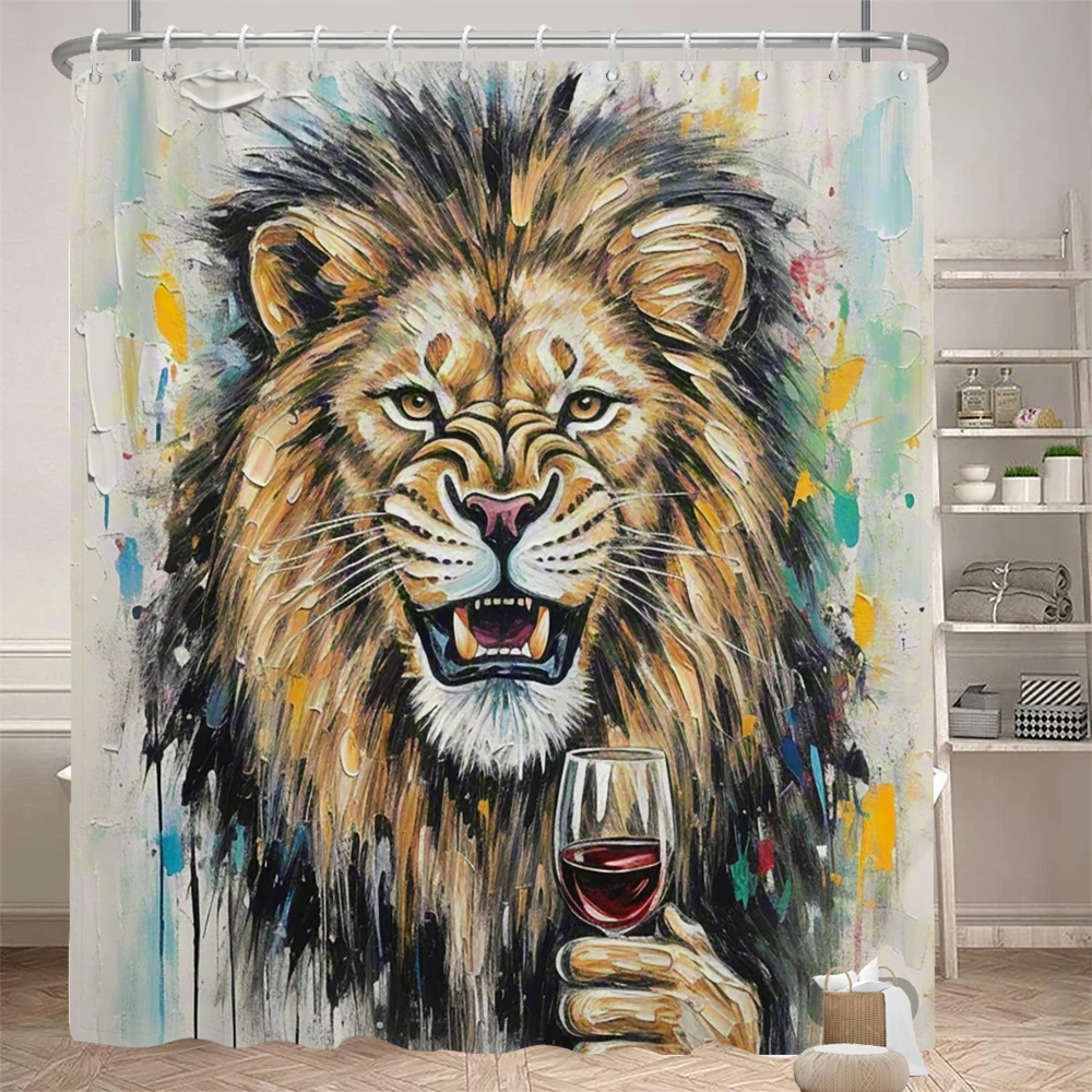 Funny shower curtain bathroom partition curtain printed fabric Amusing and creative animal Decorative curtain with hooks