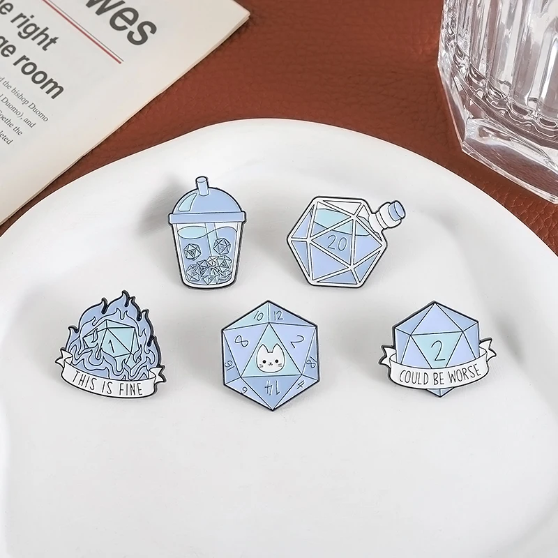 مضحك D20 النرد المينا دبوس لعبة آر بي جي قد تكون أسوأ هذا غرامة لهب النرد دبابيس شارة التلبيب مجوهرات هدية لمحبي الأصدقاء #4