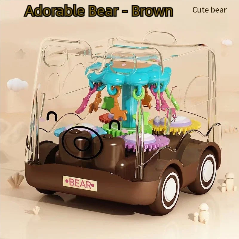 Best-Selling Transparent Gear-Inertial Toy Car for Children over 3 Years Old, Cute Bear & Smart Rabbit Cartoon Bus Car, Battery-Free Push-And-Go Inertial Car, Drop-Resistant Mechanical Sensory Early Education Toy, Parent-Child Interactive Stress-Relief Play Car, Preferred Gift for Boys and Girls' Birthdays, Newborns' Full Month Celebrations, Transparent Visible Toy Car, Outdoor Toys for Boys and Girls, Mechanical Gear Cognitive Teaching Tool, Indoor Floor Play, Mechanical Enlightenment Toy, Safe Abs