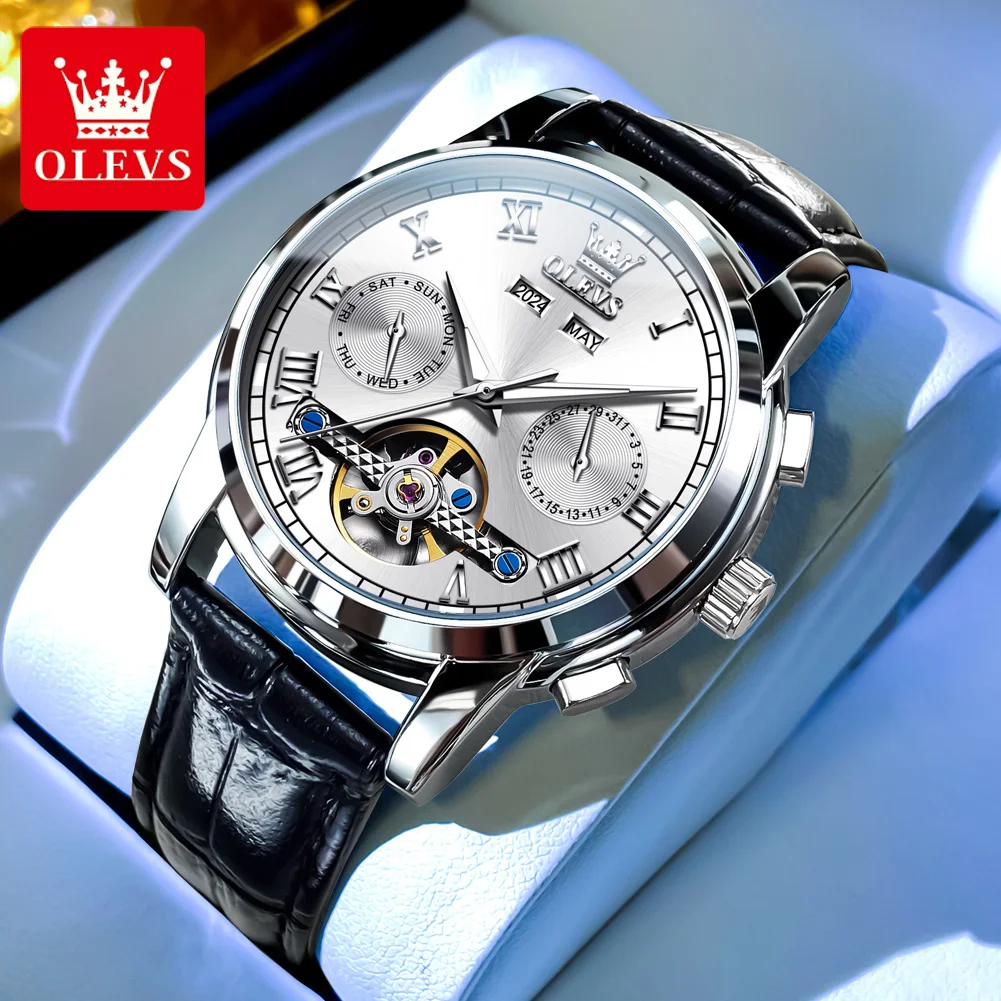 OLEVS Luxury Men\'s Watches Business Fashion Original Automatic Mechanical Wristwatch Waterproof Compelet Calendar Watch for Man